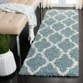thumbnail image 3 of SAFAVIEH Dallas Logan Geometric Shag Runner Rug, Seafoam/Ivory, 2'3" x 14', 3 of 7