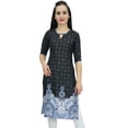 thumbnail image 1 of Bimba Tunique Imprimée Noire en Georgette Kurta Indienne Longue Blouse-26, 1 of 9
