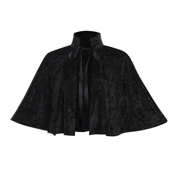 Nvzi -b velvet collar shawl short cape women's accessories, one size fits all (black)