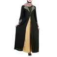 thumbnail image 2 of Robe Longue Musulmane pour Femmes, Plaquée Or, Tempérament Contrasté, Manches Longues, Abaya, Dubai, Robe Arabe, Robe Musulmane Noire, 2 of 7