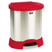 Step-On Container, Oval, Stainless Steel, 23Gal, Red