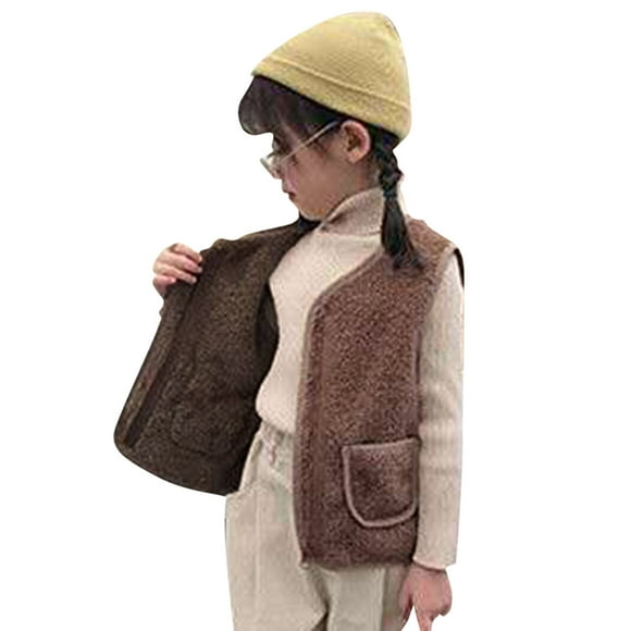 Toddler Children Girls Boys Solid Warm Thick Spring Winter Sleeveless Vest Clothes Coat Zipper Toddler Coats for Girls