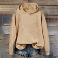 thumbnail image 3 of Scyoekwg Sweatshirt for Women Solid Color Long Sleeve Hoodies Casual Loose Hooded Sweatshirts Fall Outfits Clothes (Khaki,M), 3 of 6