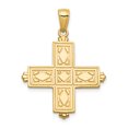 thumbnail image 1 of 14K Yellow Gold Etched Square Cross w/Crown Tips Pendant, 1 of 2