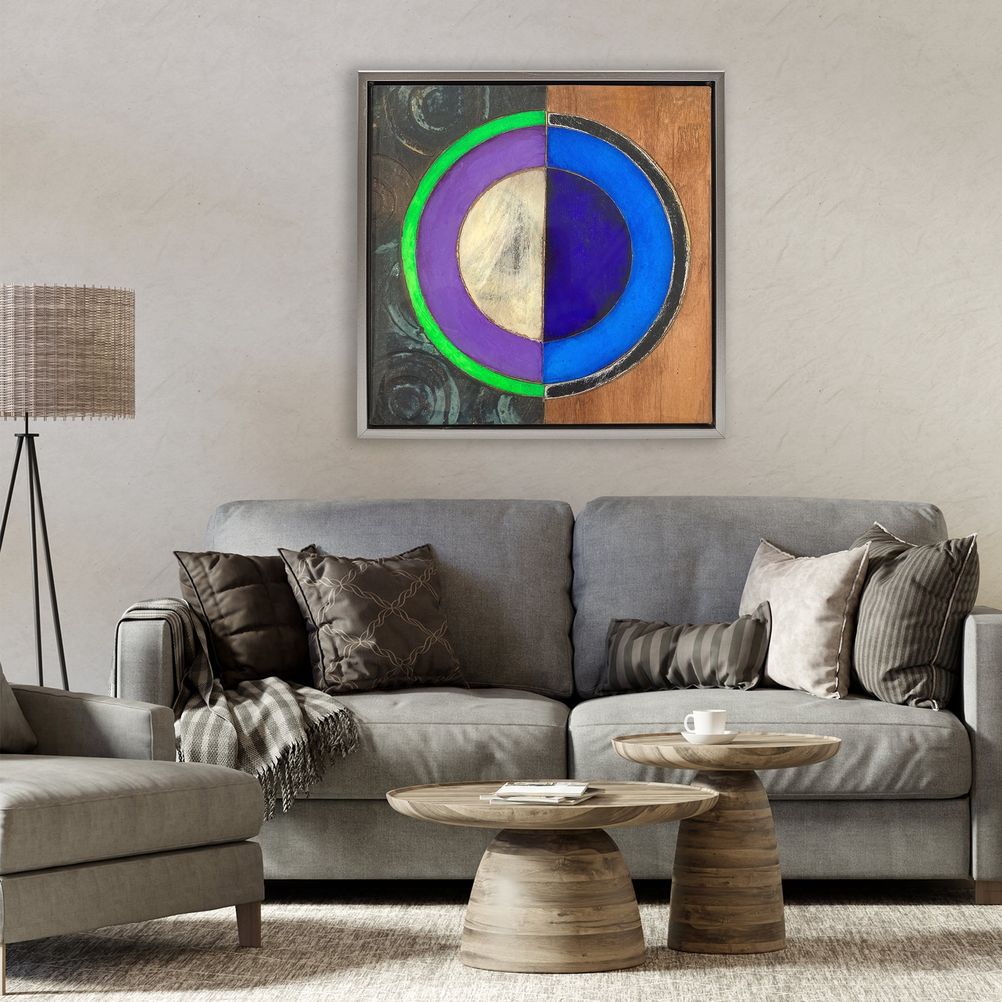 Stupell Industries Rustic Circular Balance Gray Framed Floater Canvas Wall Art, design by Matthew Finger
