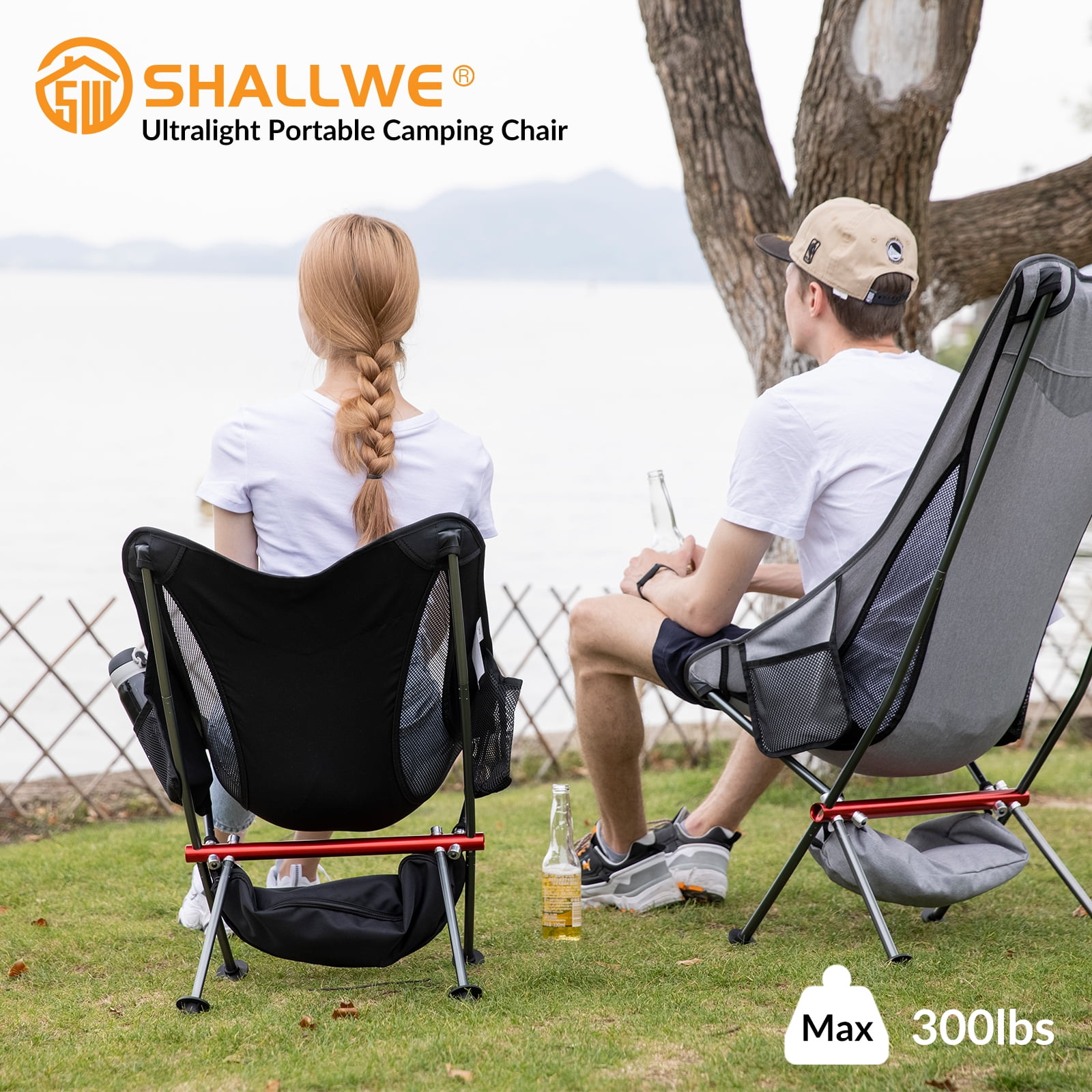 SHALLWE Ultralight High Back Folding Camping Chair, Upgraded All Aluminum S SHALLWE Ultralight High Back Folding Camping Chair, Upgraded