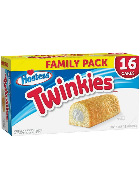 HOSTESS TWINKIES, Golden Sponge Cake, Creamy Filling, Family Pack 16 Count, 21.73 oz