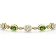 thumbnail image 3 of Gem Stone King 18K Yellow Gold Plated Silver White Lab Grown Diamond and Green Tourmaline Bracelet for Women | 3.50 Cttw | Gemstone April Birthstone | Oval 7X5MM | Fully Adjustable 9 inch, 3 of 6