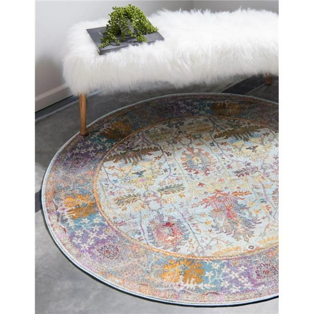 Unique Loom 3139668 5 Pi 5 Po x 5 Pi 5 Po Eltemplete Baracoa Tapis Rond&44; Bleu Clair