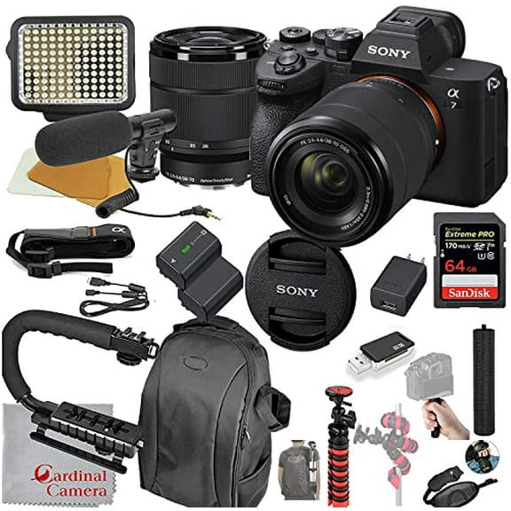 Sony a7 IV Mirrorless Digital Camera with 28-70mm Lens Video Bundle   LED Video Light   Microphone   Extreme Speed 64GB Memory(20pc Bundle), Black