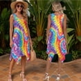 thumbnail image 3 of Psesaysky Swirl Tie Dye Shirts for Men Trendy Short Sleeve Hawaii Shirts Plus Size Causal Buttons Elegant Shirts Couple Matching Outfit for Husband Boyfriend, 3 of 7