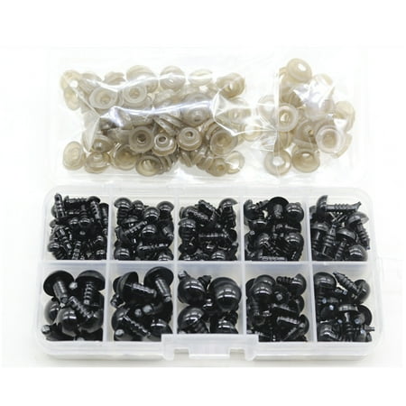 

JULYING 142pcs 6-12mm Black Plastic Craft Safety Eyes for Stuffed Animal for Doll DIY To