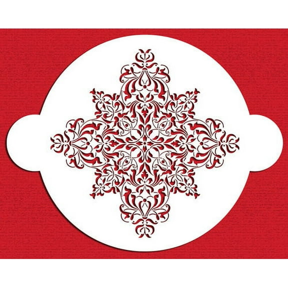 Designer Stencils C104 Large French Medallion Cake Stencil, Beige/semi-transparent