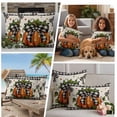thumbnail image 5 of Fall Outdoor Waterproof Pillow Covers, Orange Pumpkins Bow Thanksgiving Autumn Leaf Dot Plaid Decorative Square Throw Pillowcase Sofa Cushion Sham for Patio/Couch/Chair, 16"x16" 2 Pack, 5 of 8