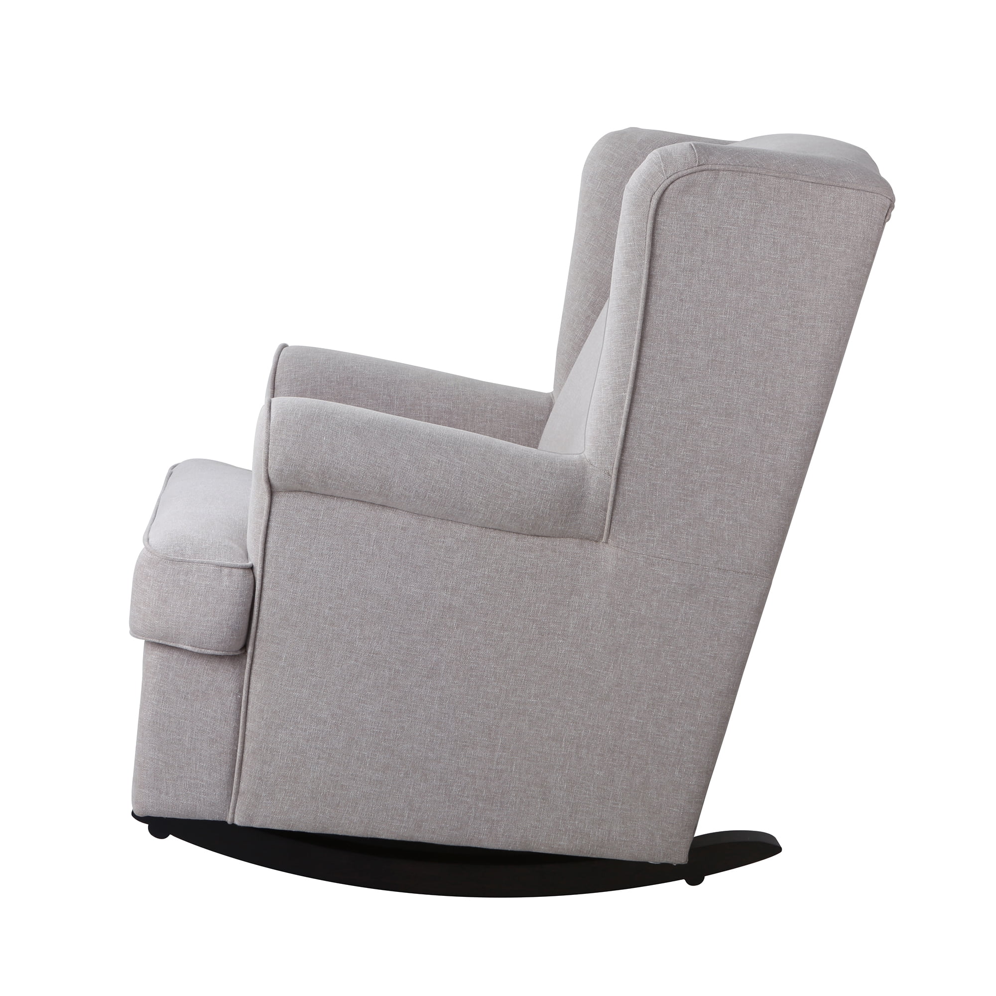 Second Story Home Quinn Upholstered Wingback Rocking Chair- Gray