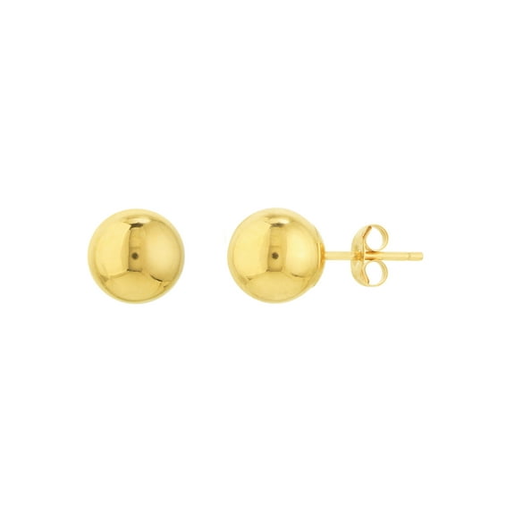 14K Yellow Gold 7mm Ball Stud Earrings with Post and Butterfly Closure - Women