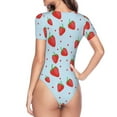 thumbnail image 3 of Uemuo Strawberry Pattern Women's One Piece Short Sleeve Swimsuit Rash Guard Surfing Modest Quick-drying Swimsuit Beach Essentials-Large, 3 of 9