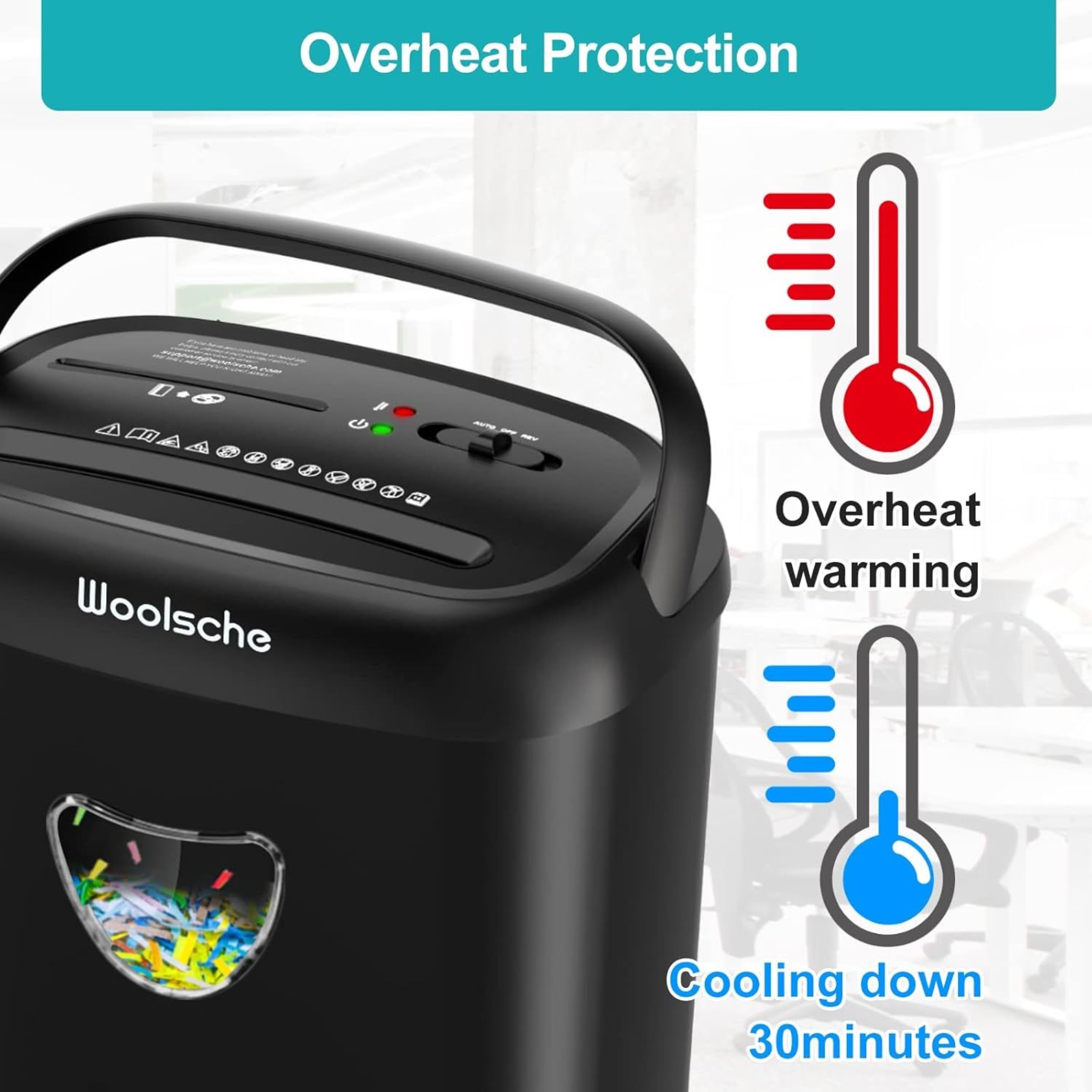 6.6 Gallon Shredded Paper Barrel, Cross-shaped Shredder, with Safety Anti-paper Jam Feature, Equipped with Three-mode Control Switch, Suitable for Both Home and Office Use
