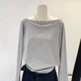 thumbnail image 5 of Autumn Winter One Shoulder Cotton Long Sleeve Slant Shoulder Женская одежда с широкими трюфелями в стиле, 5 of 5