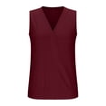 thumbnail image 4 of Liquidation! Hauts Grande Taille pour Femmes, Blouse à Manches Courtes d'Été pour Femmes, Mode Décontractée Sans Manches Unie Col en V Blouse, 4 of 5