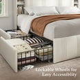 thumbnail image 3 of EnHomee Full Size Bed Frame with 4 Drawers & 3-Tier Storage Shelf Upholstered Bed Frame Full with Headboard  Bed Frame Full  with LED Lights & Charge Station, No Box Spring Needed, No-Noise, Beige, 3 of 8