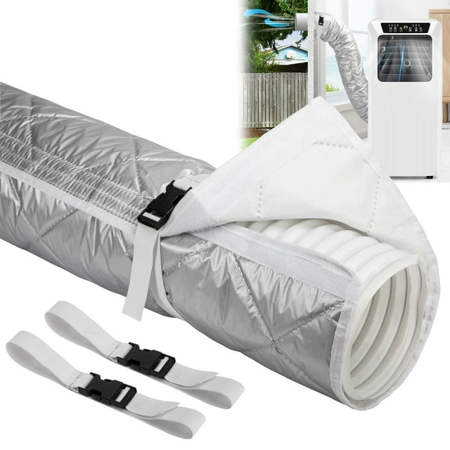 Housse de Tuyau de Climatisation Matelassée, Manchon Isolé avec 2 Sangles Réglables, s'Adapte à une Conduit de Climatisation Portable de 5,9 Pouces, Améliore le Refroidissement et les Économies d'Énergie pour la Maison/bureau