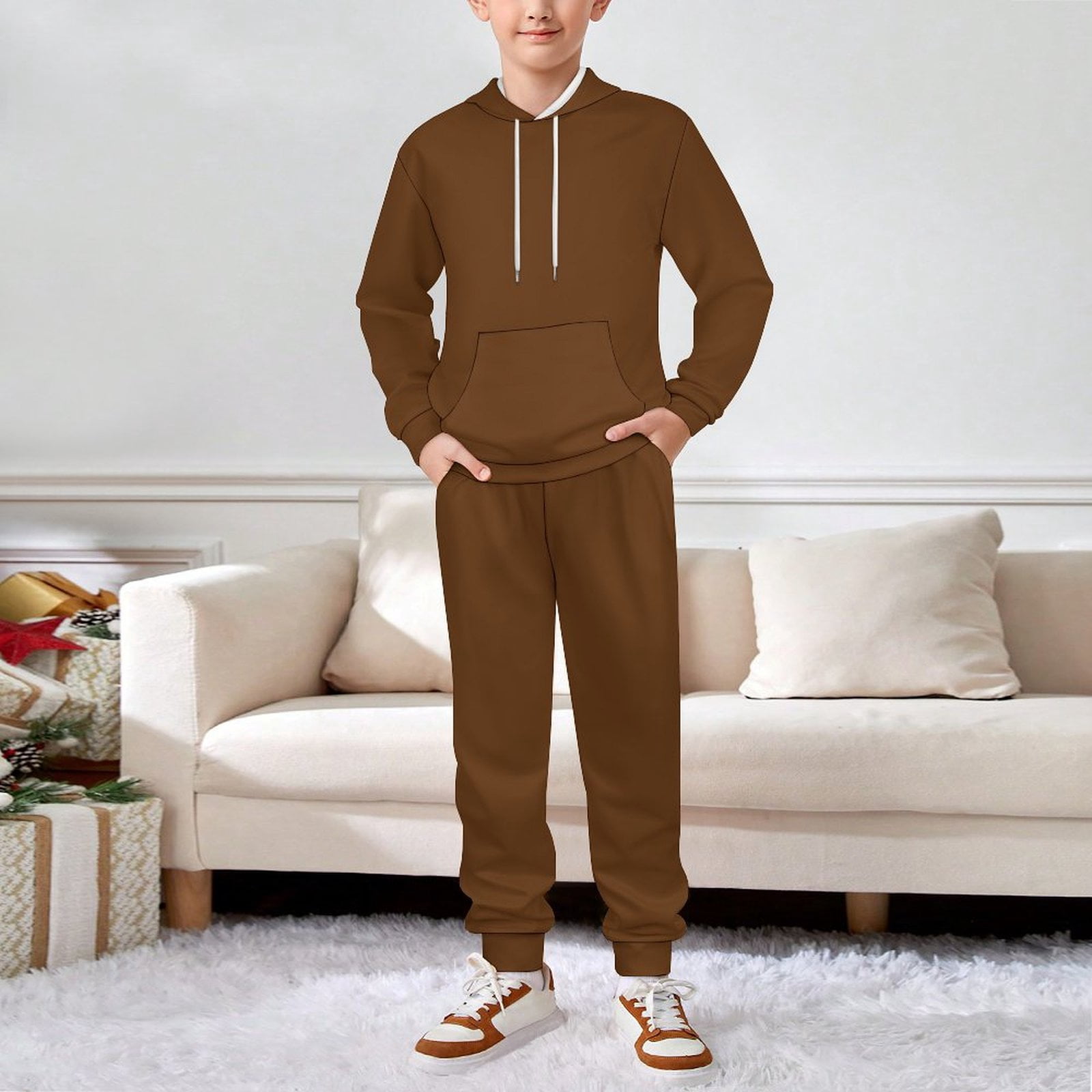 Bybiment 2 Piece Outfits Hoodie for Kids Youth, Brown Solid Color  Sweatshirt and Sweatpants, Boys Girls Athletic Sweatsuits Pullover Clothes  Sets with Pocket, 120CM - Walmart.com