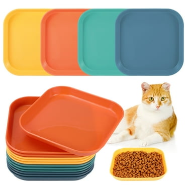 Qweryboo 12Pcs Shallow Cat Bowls, Whisker Fatigue Free Cat Bowls, 5.7 Inch Cat Food Bowl, Wet Feeding Bowls, Wheat Straw Pet Plate for Kittens and Short Legged Cat
