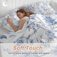 thumbnail image 4 of 3 Piece Blue White Spring Floral Duvet Cover Set California King,Microfiber Comforter/Quilt Cover with Corner Ties and 2 Pillowcases,Summer Botanical Birds All Season Soft Bedding with Zipper Closure, 4 of 8