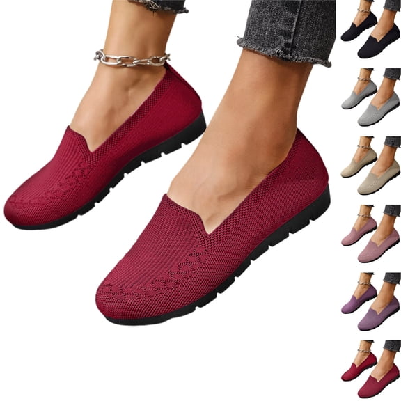 YOUYEDIAN Orthopedic Shoes for Women Arch Support Tennis Shoes Breathable Non Slip Slip on Walking Shoes Knitted Mesh Stretch Soft 2026 Foam Shoes