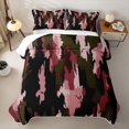 thumbnail image 2 of Castle Fairy Watercolor Camo Blotch Twin Quilt Set 2 Pieces,Abstract Vertical Splash Shape Twin Coverlet Set,Olive Pink Black,1 Bedspread and 1 Pillowcase, 2 of 7