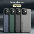 thumbnail image 7 of Premium PU Leather + TPU Back Case for iPhone 12, Luxury Thin Fit Shockproof Drop Protective Skin Friendly Support Magnetic Car Mount Case Cover for iPhone 12, Green, 7 of 7