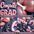 thumbnail image 4 of Pink Theme Graduation Banner Graduation Cap Design Congrats Display Pink Balloons Gold Stars Grad Backdrop for Graduation Party College Graduation Graduation Photo Shoot, 4 of 9
