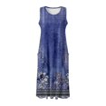thumbnail image 3 of WILLBEST Vestido Largo Informal De Verano Para Mujer, Estampado, Sin Mangas, Hasta La Rodilla, Para Playa, Cuello Redondo, Con Bolsillos, Para Vacaciones, Viajes Y Uso Diario., 3 of 3