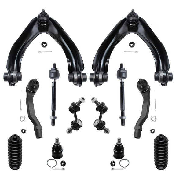 Detroit Axle - Front 12pc Suspension Kit Honda CR-V for 1997 1998 1999 2000 2001, 2 Upper Control Arms 2 Lower Ball Joints 2 Sway Bars 4 Outer & Inner Tie Rods 2 Boots Replacement