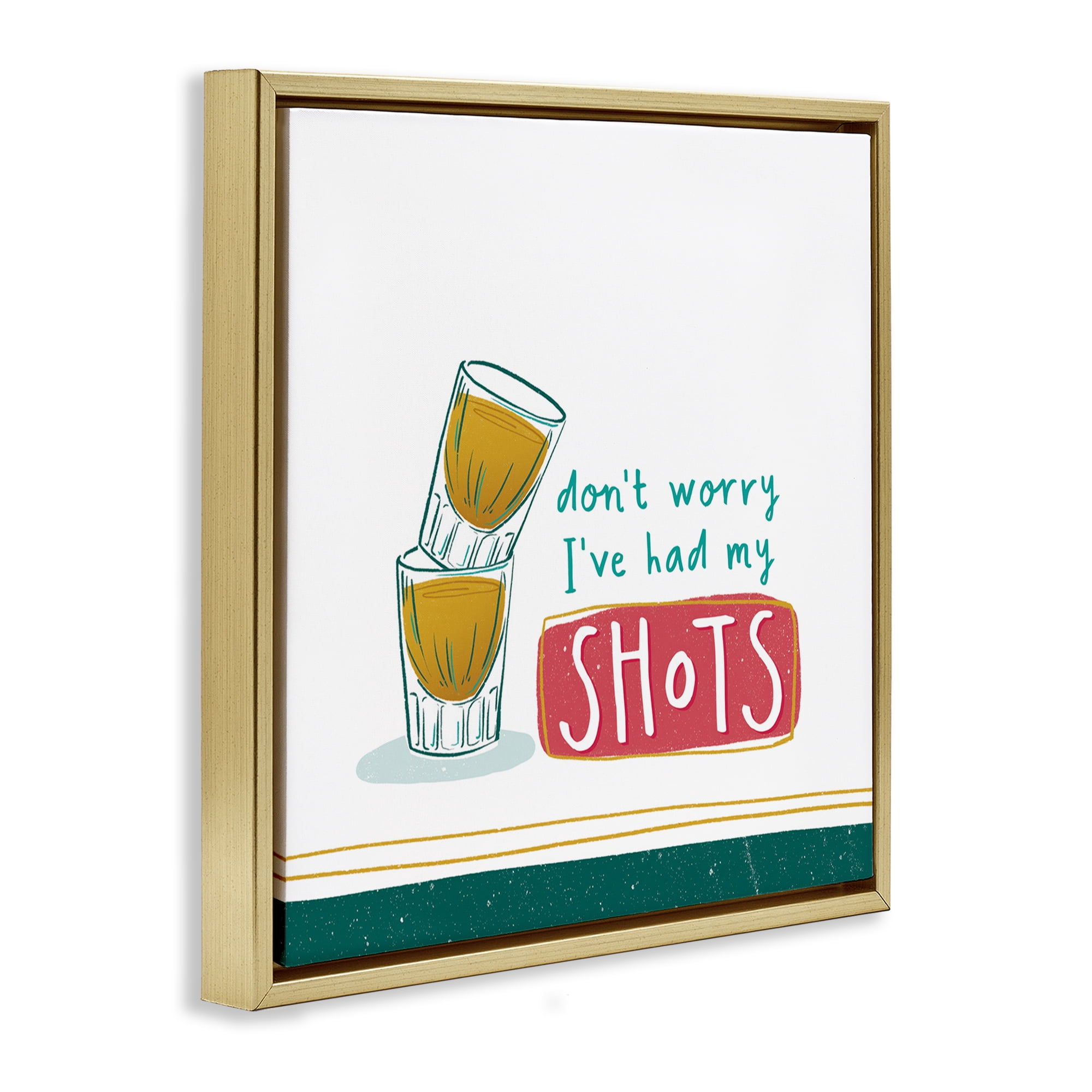 Stupell Industries Alcohol Shots Humor Food & Beverage Painting Gold Floater Framed Canvas Art Print Wall Art, 25 x 25