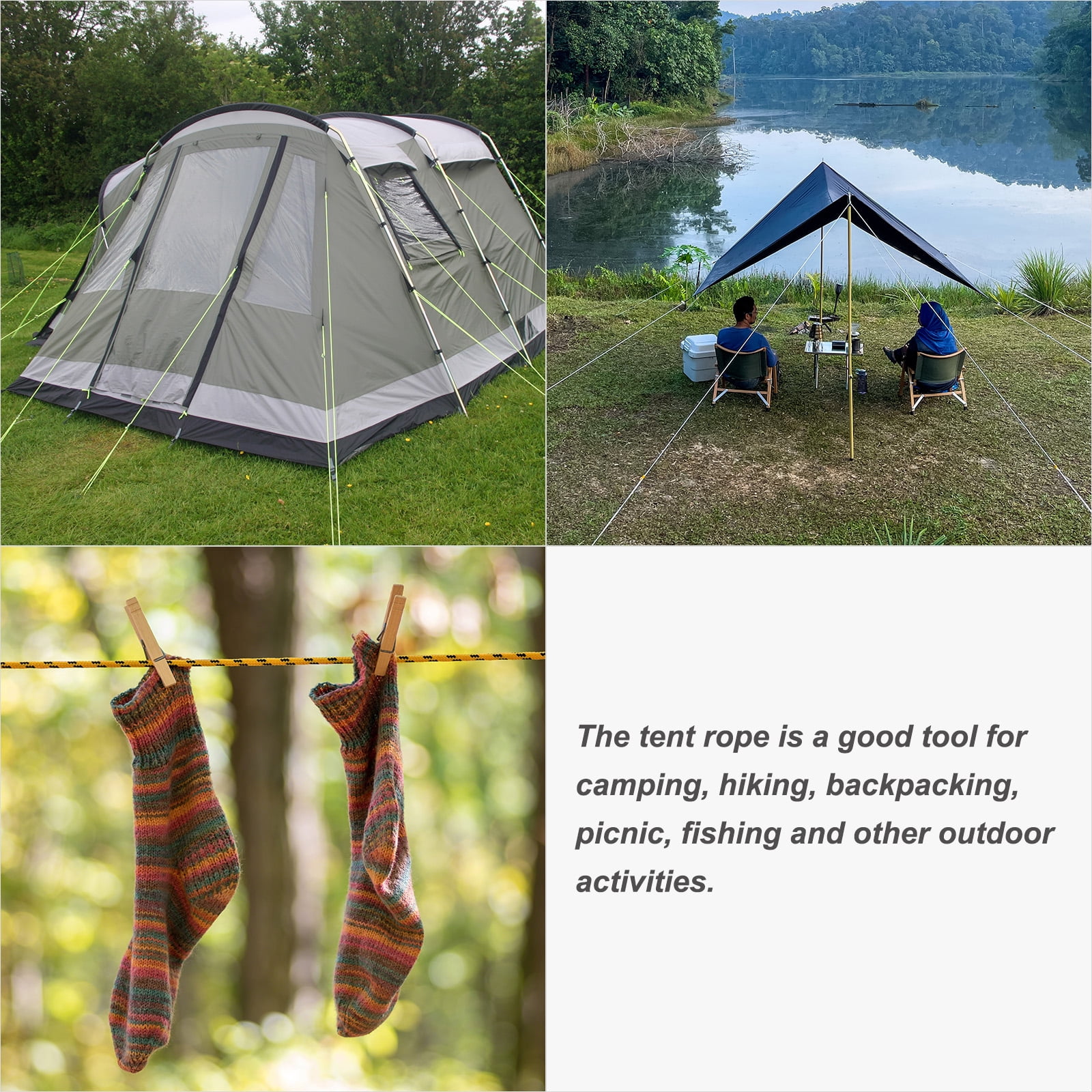 Unique Bargains Nylon Reflective Tent Rope Guyline Camping Cord