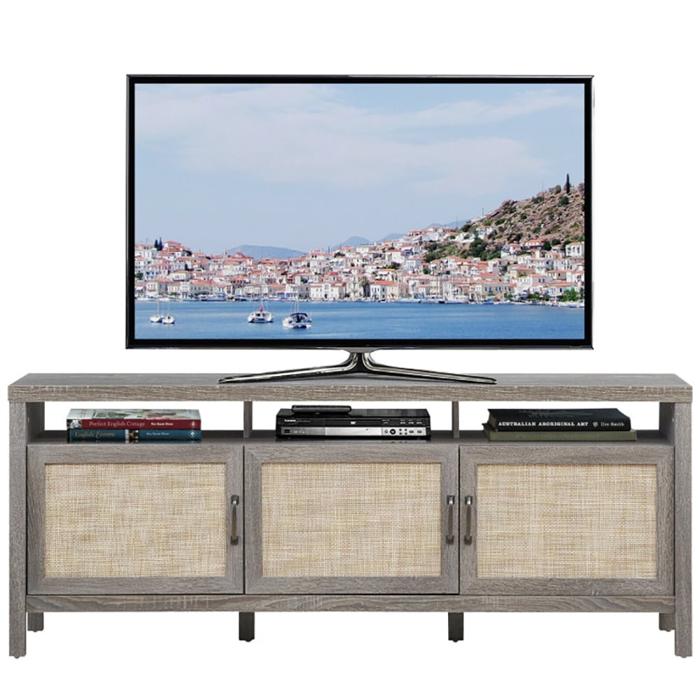 Finihen TV Stand, TV Cabinet, Universal TV Stand Entertainment Media Center for TV's up to 65 Inch, Media Entertainment Center with Storage, for Living Room, Bedroom, Gray