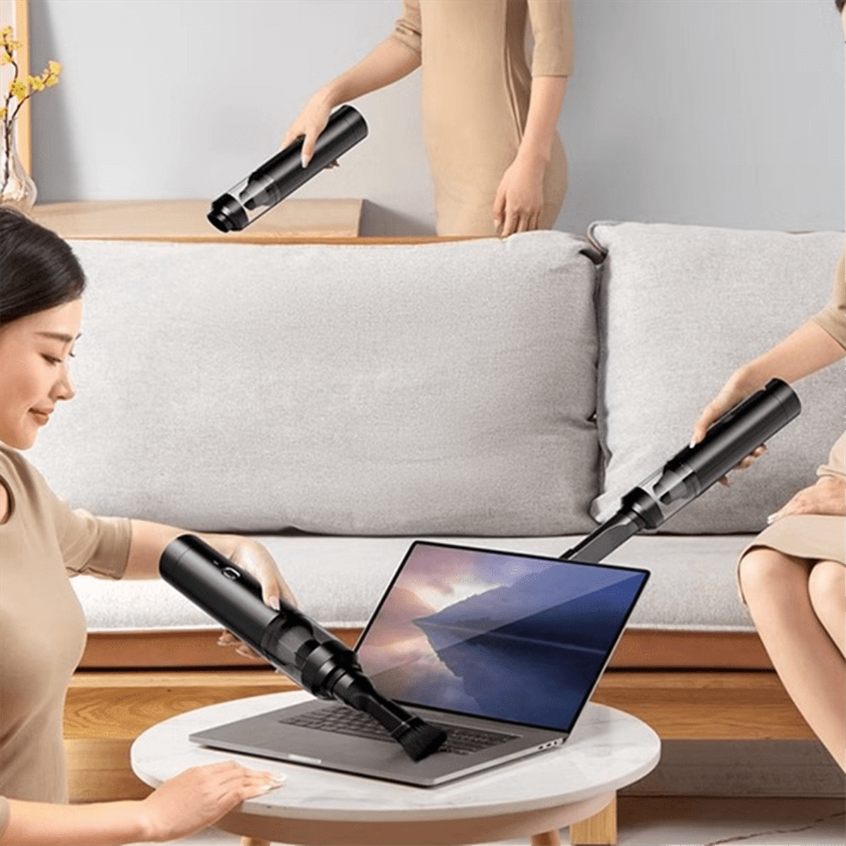 Wireless Car Vacuum Cleaner High Suction Blow Air Extraction Charging Model Home and Car Vacuum Cleaner White