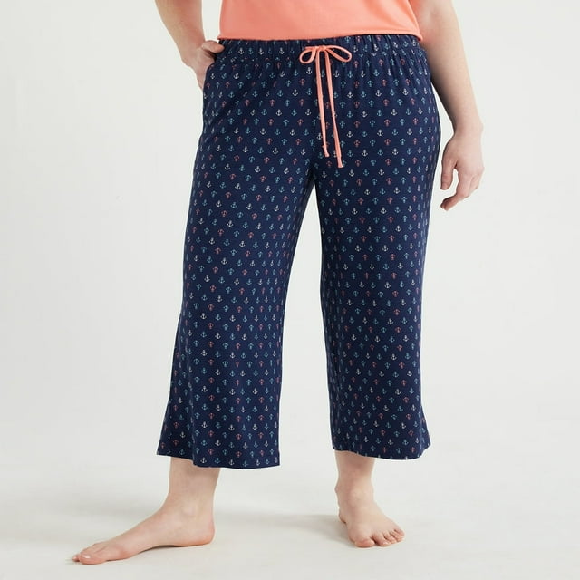 JUNWELL Pantalon de Sommeil Court en Tricot pour Femmes Tailles P à 3X