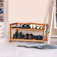 thumbnail image 2 of Topbuy Freestanding 2-Tier Wood Shoe Rack Shelf Storage with 4 Metal Hanging Bars, 2 of 7