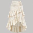 thumbnail image 4 of Women Drawstring Ruched Midi Skirt, High Low Asymmetrical Tiered Ruffle Wrap Skirt, High Waist Flowy Irregular Hem A Line Skirt Beige XXL(XXL), 4 of 5