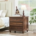 thumbnail image 6 of Farmhouse Nightstand,Night Stand with 24" Top,Bedside Table with 3 Drawers,Modern End Side Table for Bedroom, Brown, 6 of 8
