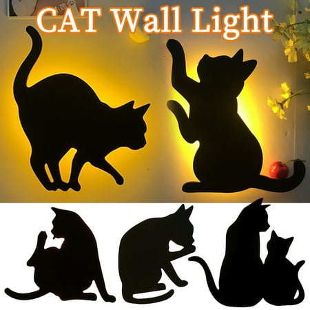 

WNG LED Projection Lamp Cat Wall Lamp 3D Sound Control Cat Lamp Decoration