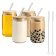 thumbnail image 1 of Vasos De Vidrio Con Popote Ecomlab Tapa Bambú Juego de 4 Pcs, 1 of 8