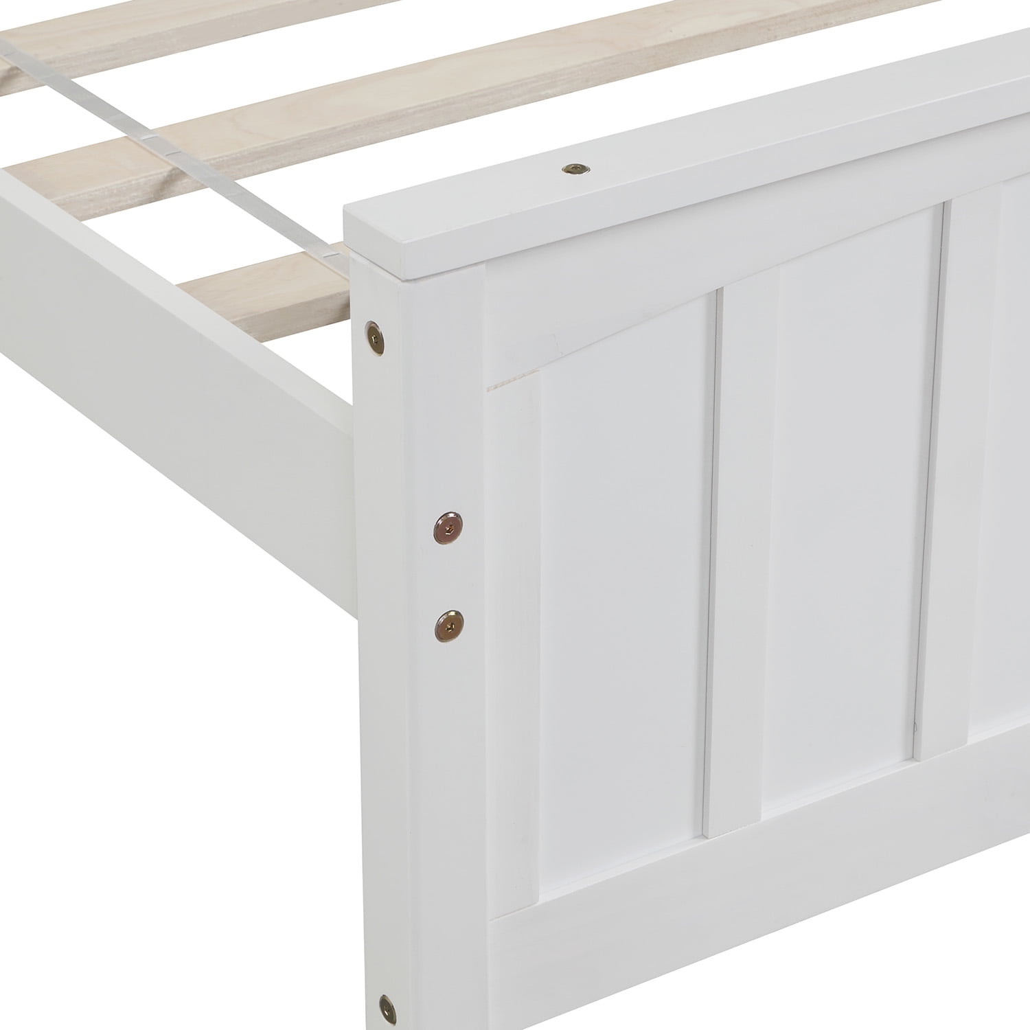 Mintazer Twin Size Platform Bed Frame with Classic Vertical Slatted Headboard & Panel Footboard for Kids Teens Adults Bedroom, No Box Spring Needed, White