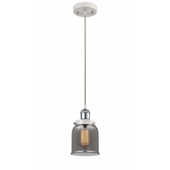 916-1P-WPC-G53-Innovations Lighting-Bell - 1 Light Cord Hung Mini Pendant In Industrial Style-10 Inches Tall and 5 Inches Wide-White/Polished Chrome
