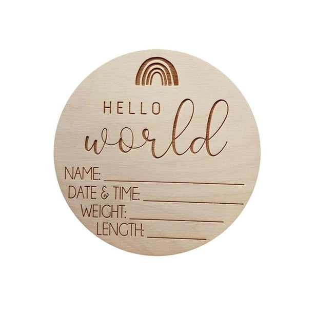 Rainbow Monthly Wooden Birth Announcement Card Round for Newborn Photo Props Wooden Infant Arrival Cards Rainbow Baby Announcement