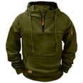 thumbnail image 1 of Ceisia Men's Fleece-Lined Half-Zip Hooded Sweatshirt with Multi-Pockets for Casual & Work Wear Army Green M Gifts, 1 of 6