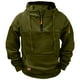 thumbnail image 1 of Ceisia Men's Fleece-Lined Half-Zip Hooded Sweatshirt with Multi-Pockets for Casual & Work Wear Army Green L Gifts, 1 of 6